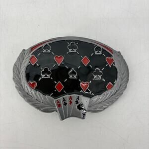 Great American Belt Buckle Poker Four Aces Black Red Enamel
